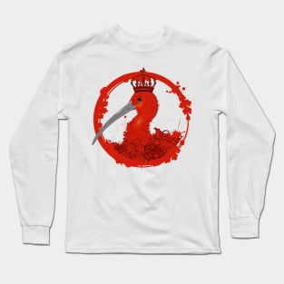 Red ibis with red roses and crown Long Sleeve T-Shirt